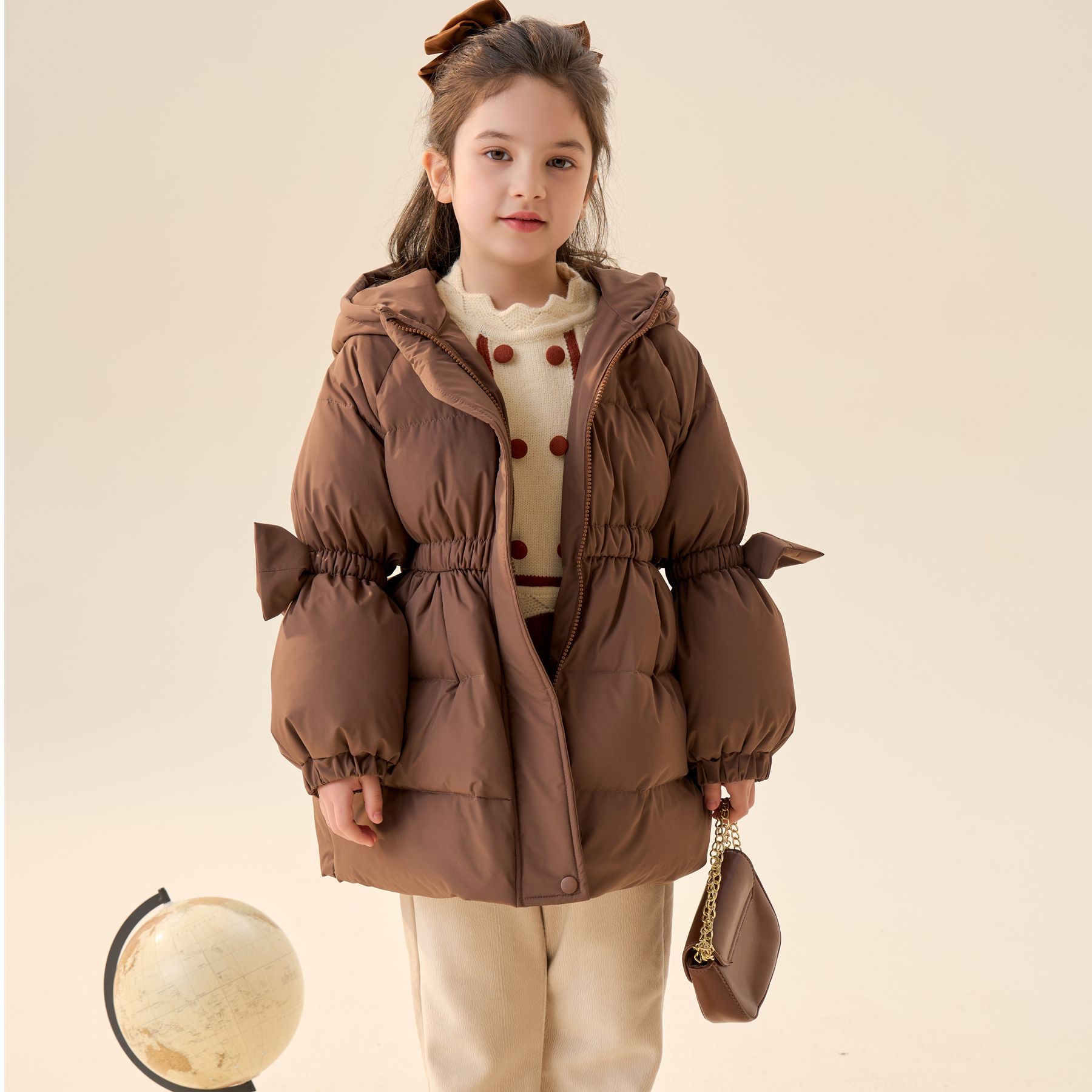 MOMOCO女童冬季蝴蝶结百搭羽绒服 75830102018