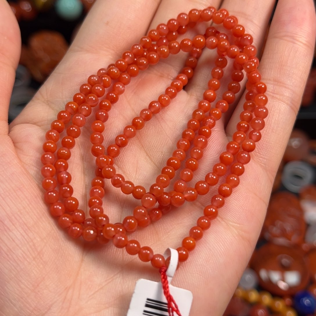 南红玛瑙小米珠3.8mm未镶嵌