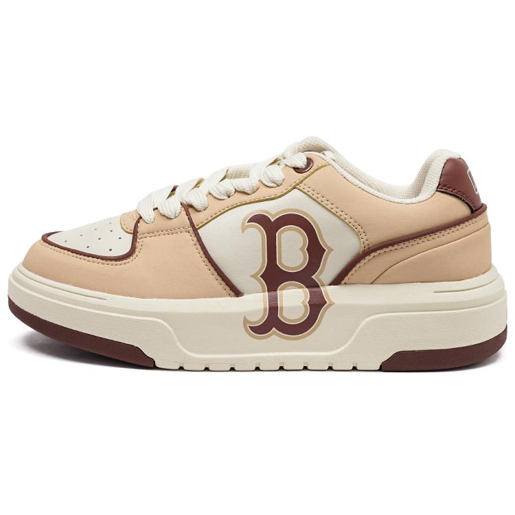 MLB Chunky Liner 复古厚底休闲板鞋 男女同款 米黄色低帮