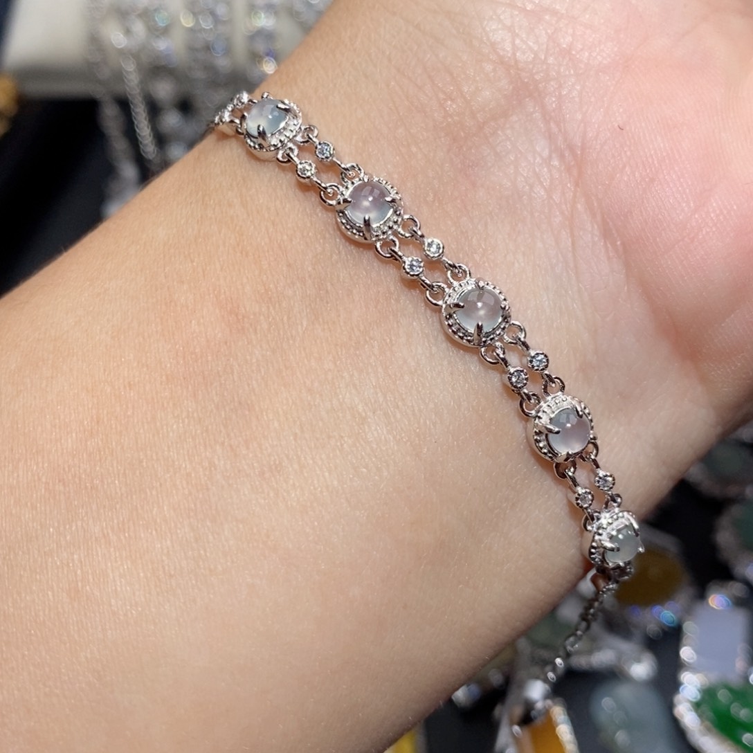 翡翠手链银S925镶嵌n n k o