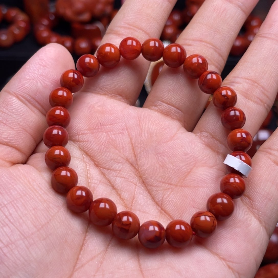 南红玛瑙珠宝奇石未镶嵌单圈7.5mm