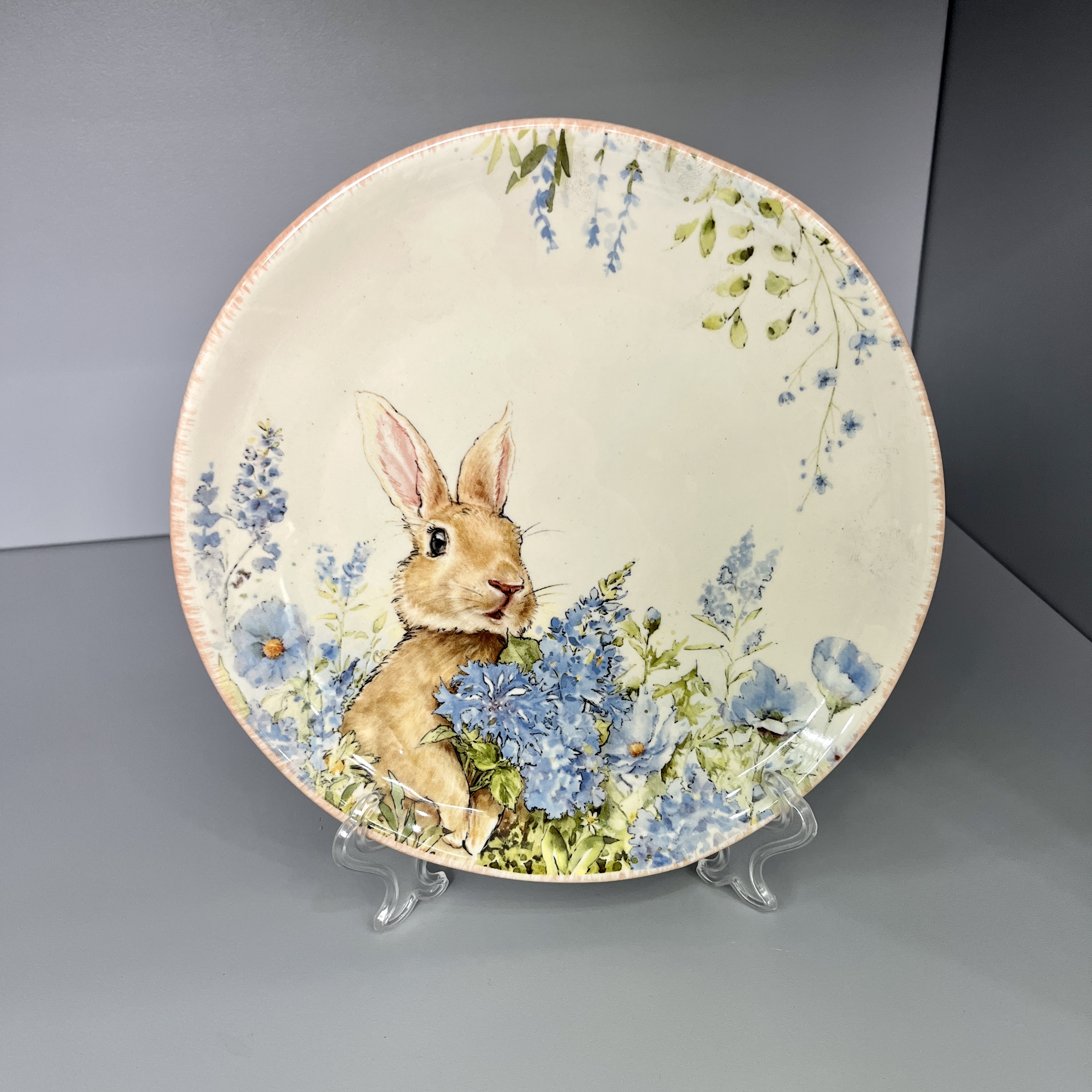 【波里雅】外贸尾单  8英寸手作盘兔兔盘 手压纹理 微瑕疵