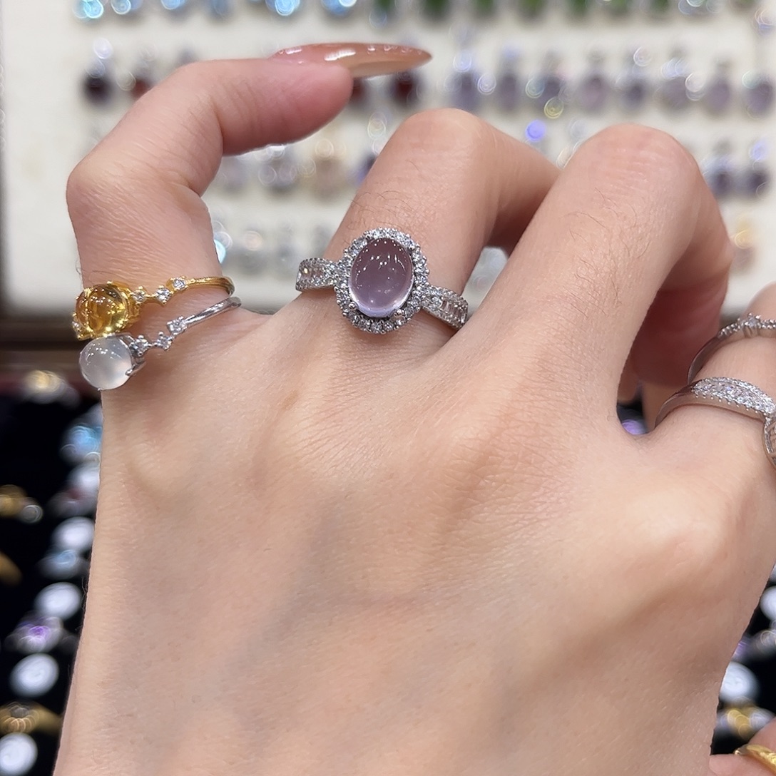 一***字萤石戒指银S925镶嵌