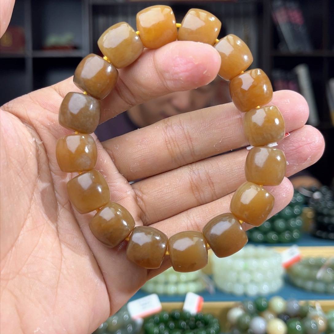 和田玉未镶嵌手串纯天然和田玉新疆且末金山料卡14直切