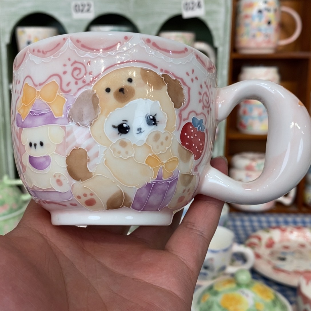 瓷片小狗早餐杯微瑕