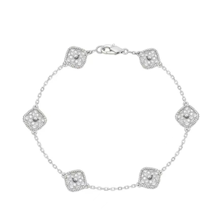 925银手链 925银手链 【六花迷你手链】轻奢小众银色满钻简约