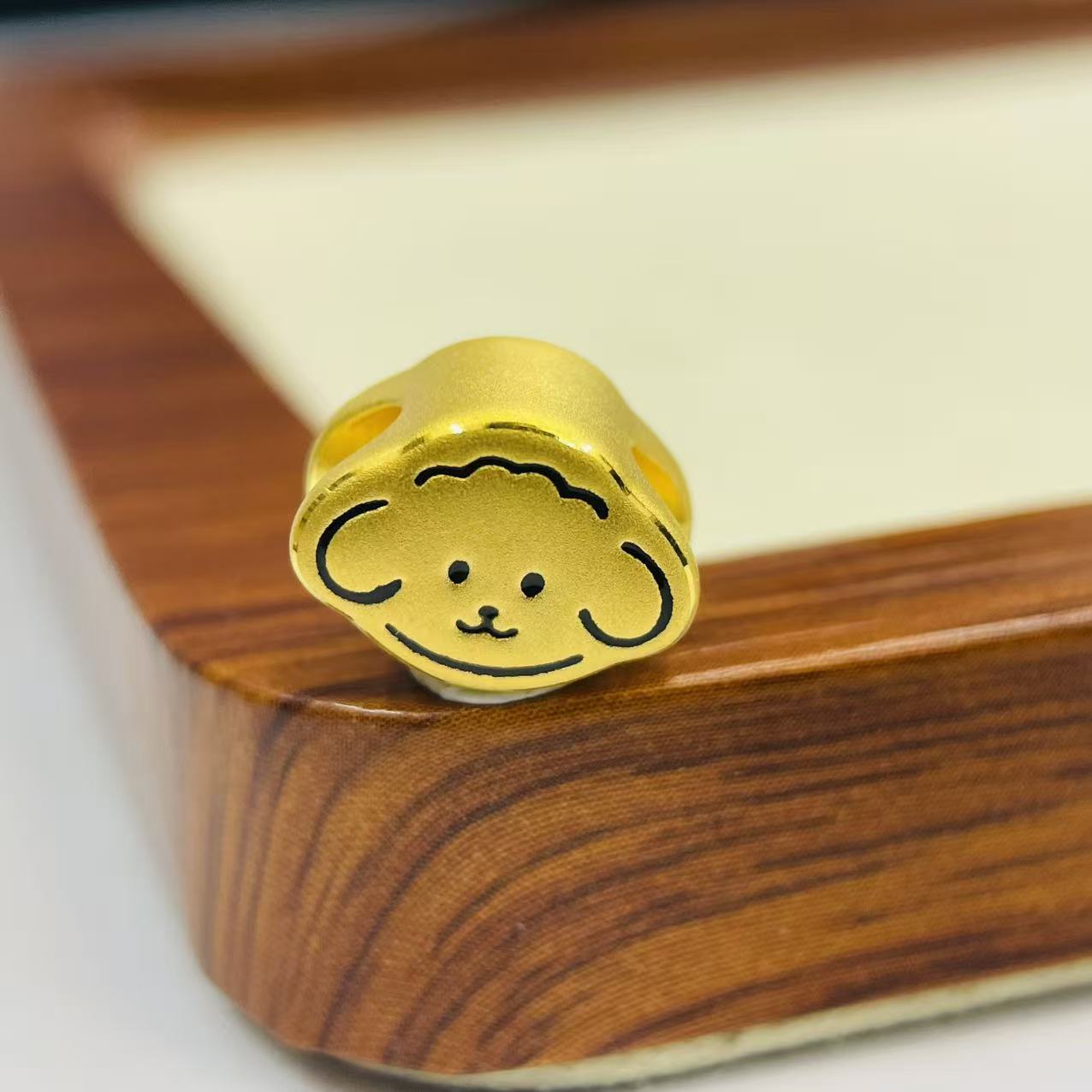 直播间足金999萌趣Q版生肖狗转运珠黄金配件DP2579-01300