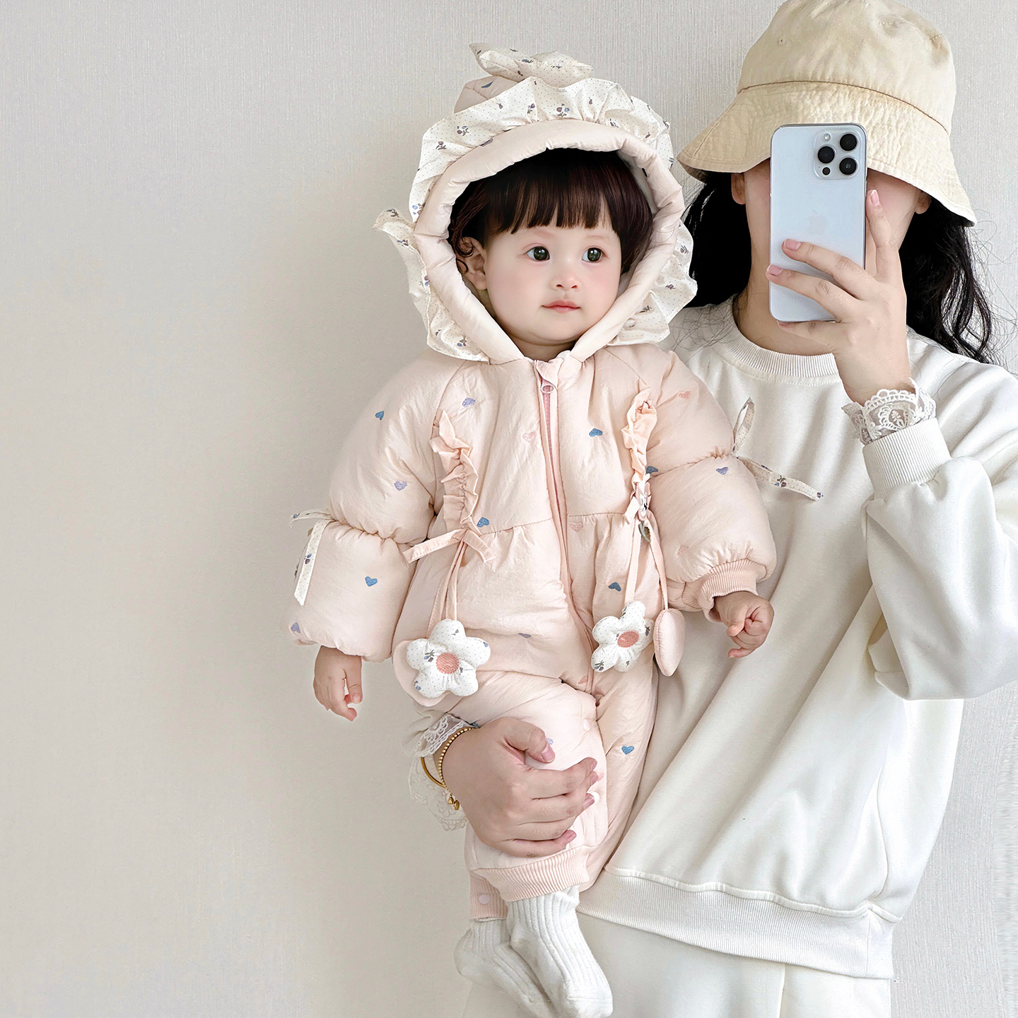 婴儿冬季连体衣加厚棉服女宝满月百天公主棉袄可爱超萌新生儿衣服