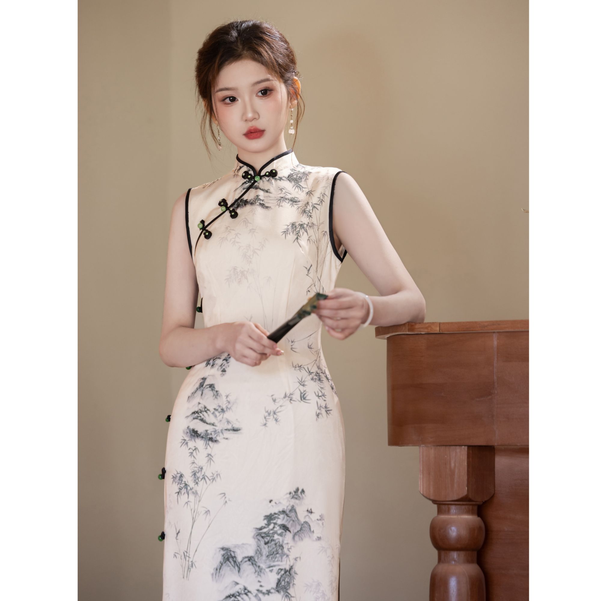 新号直播间2025夏季新款改良旗袍国风新中式日常双层缎