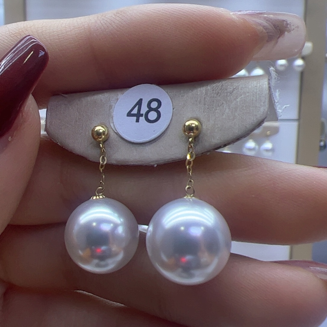 淡水珍珠耳饰18K金镶嵌