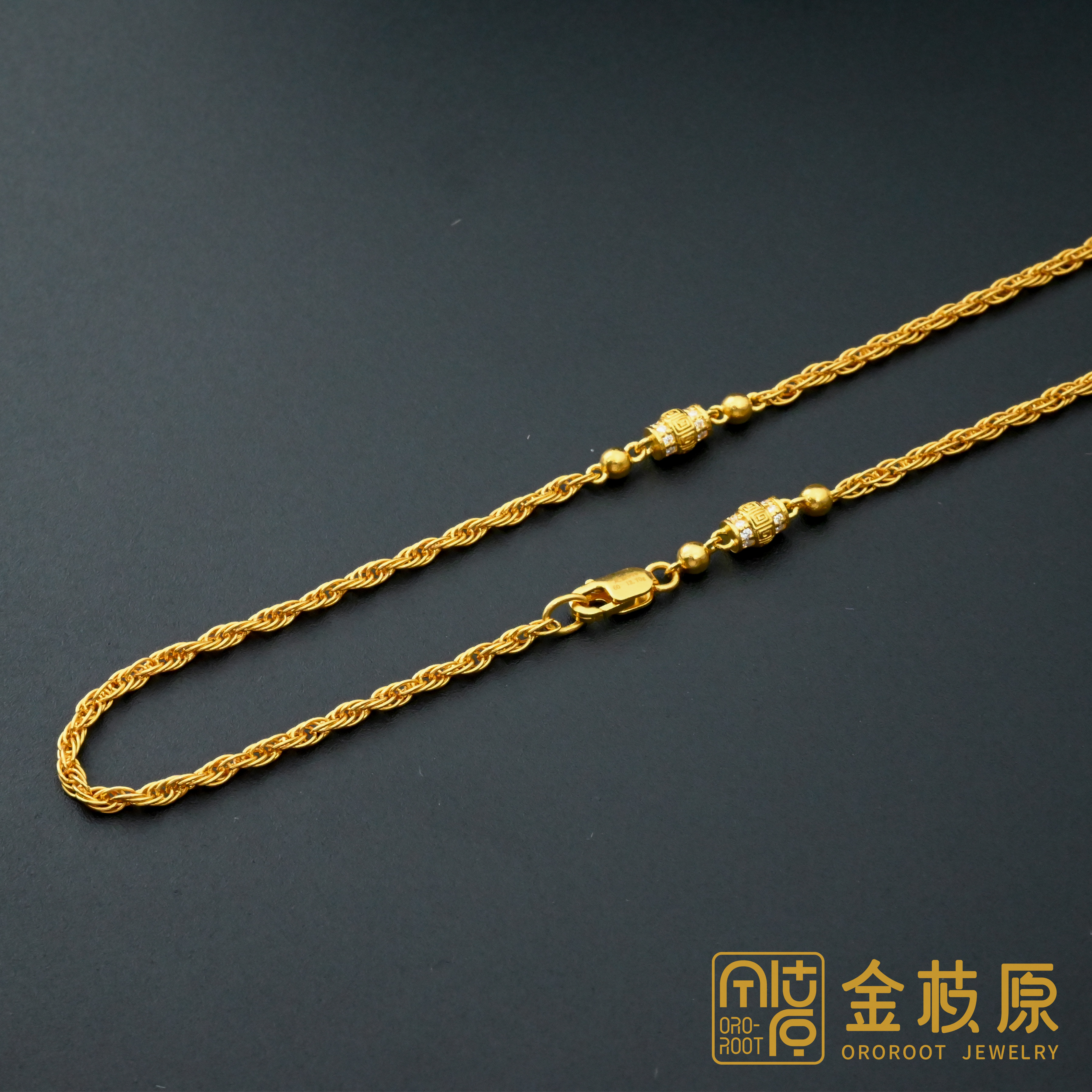 【金枝原】足金999 莫桑万能麻花链50cm