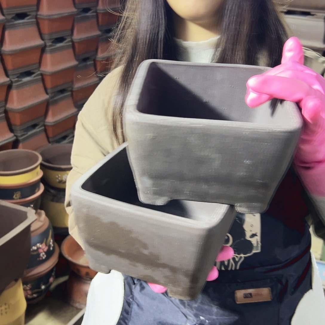 17+17紫泥四方花盆花盆