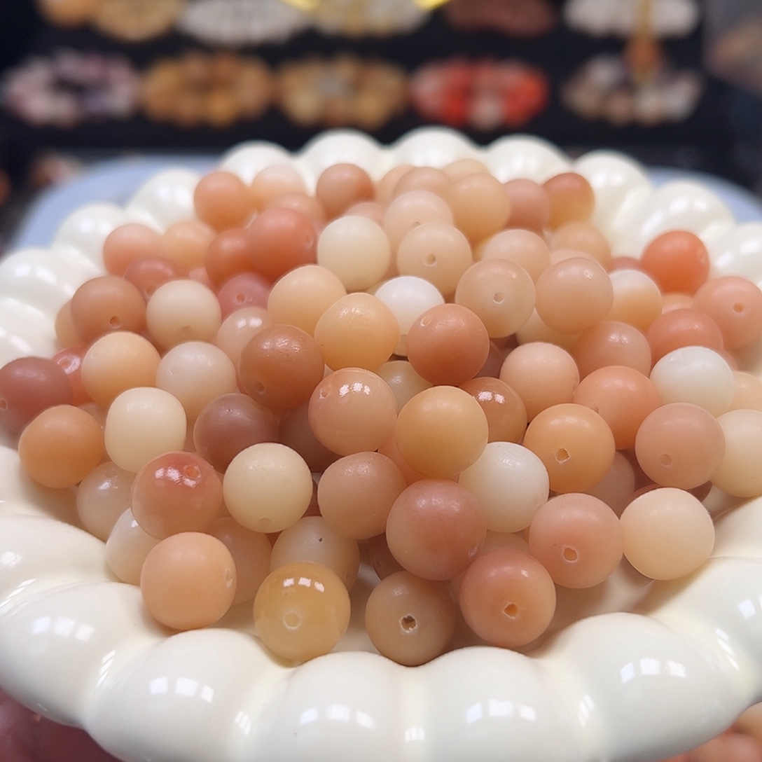 菩提根/象牙果手串微瑕卡12粉色苹果150颗