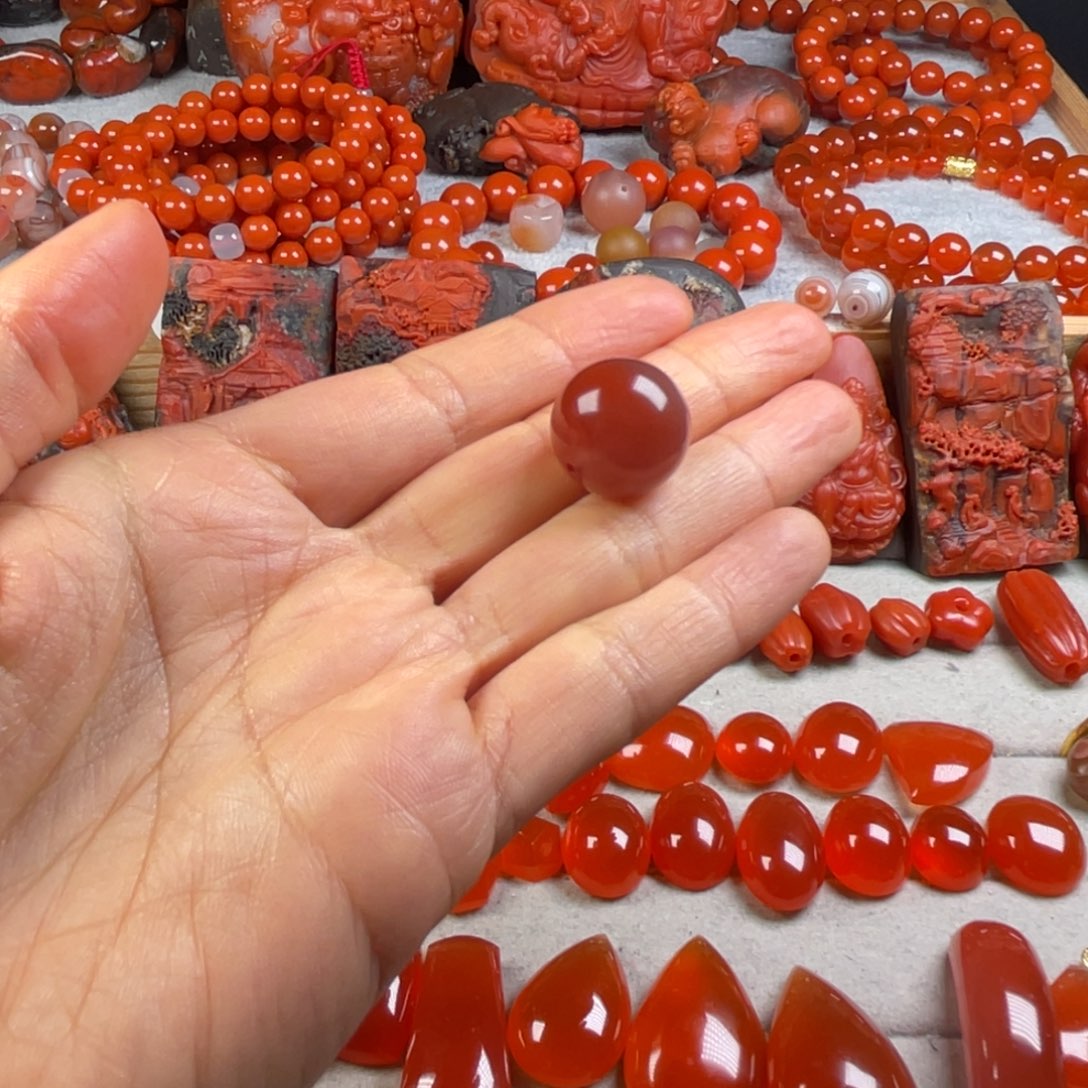 南红玛瑙天然原矿杨柳冰粉莲蓬未镶嵌默**闻