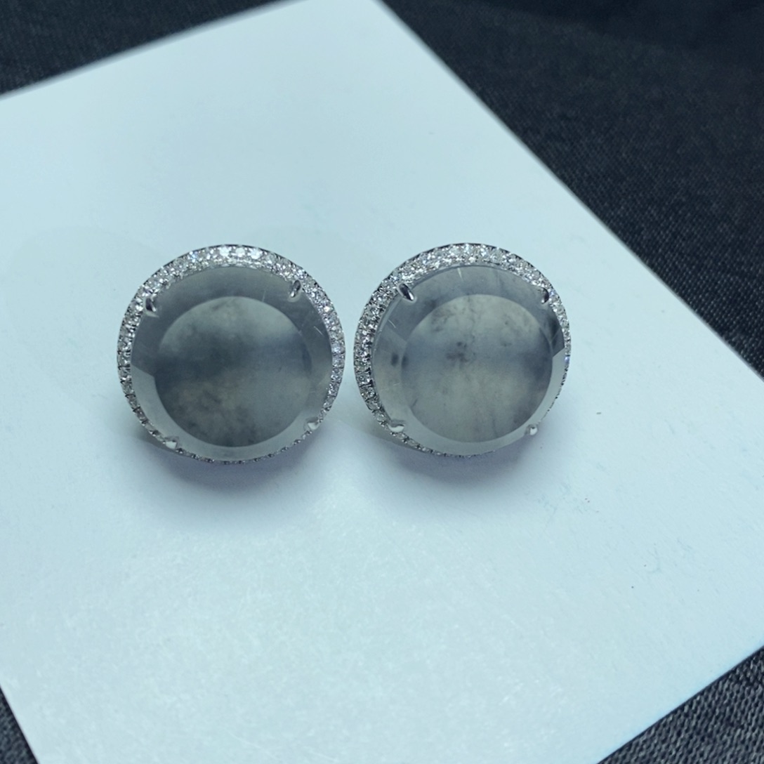 翡翠耳饰18K金镶嵌设计款耳拍