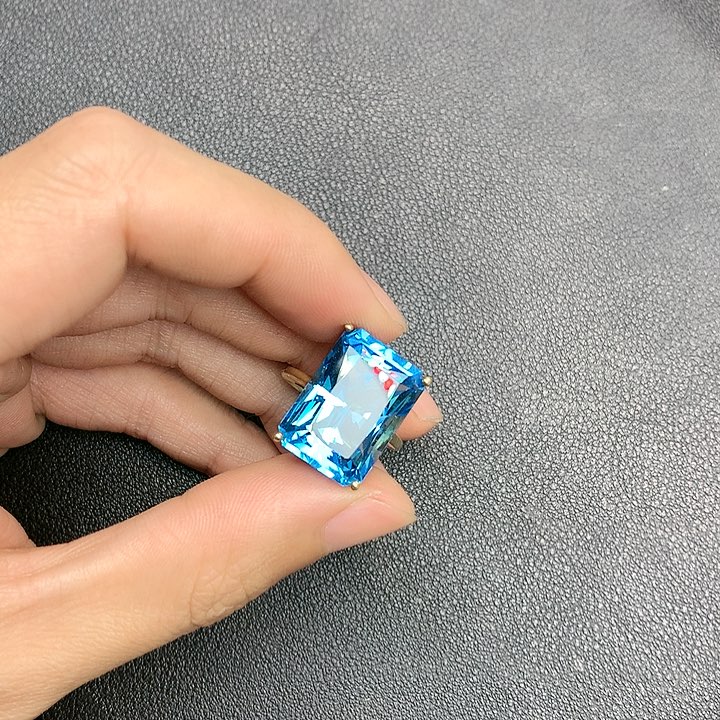 托帕石戒指银S925镶嵌