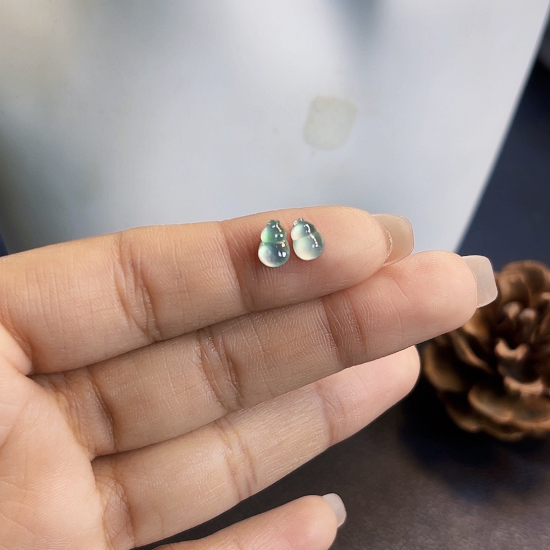 裸石翡翠JF晴底炸光葫芦一对11