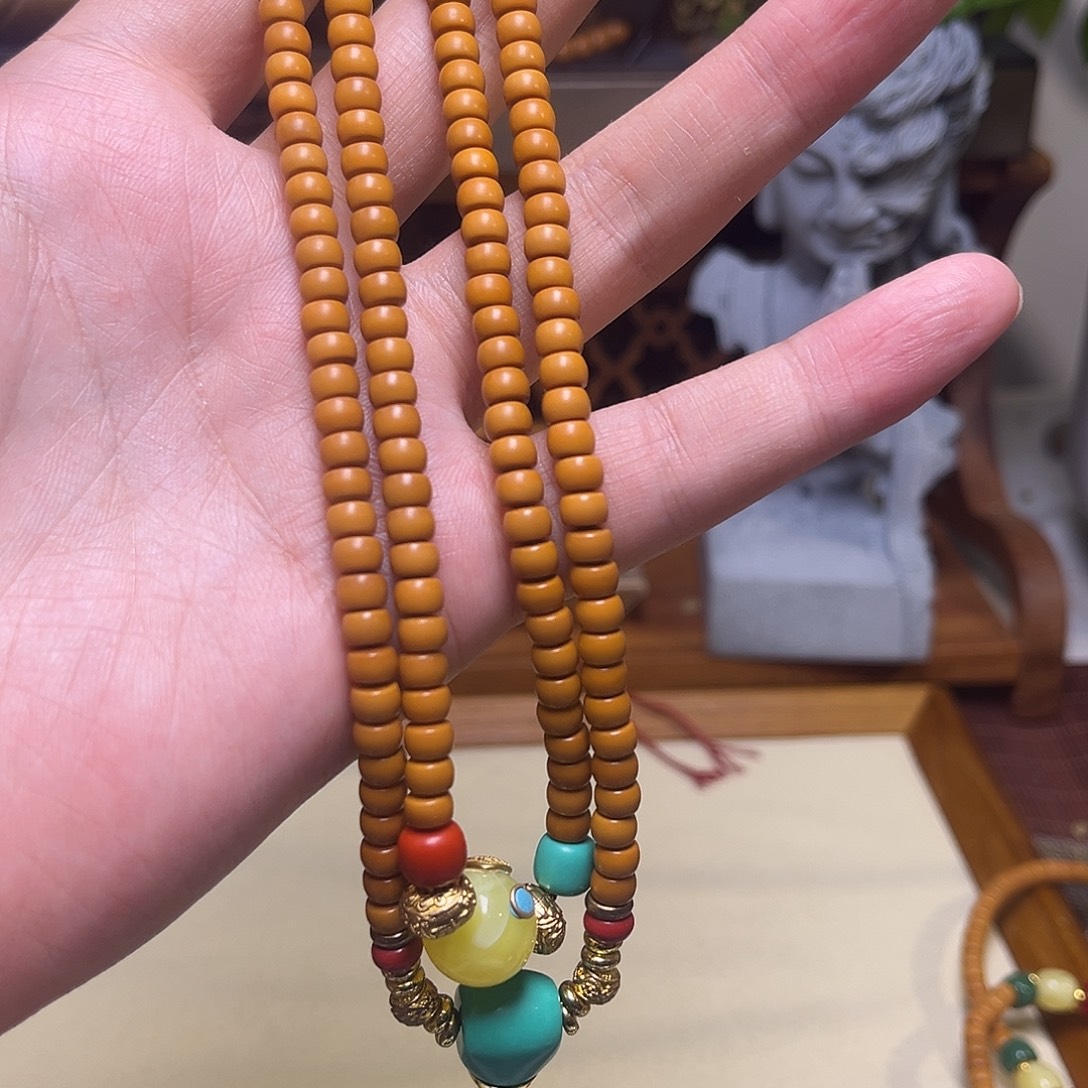 橄榄核手串/手链5.6清水橄榄核尖脖挂绿三通