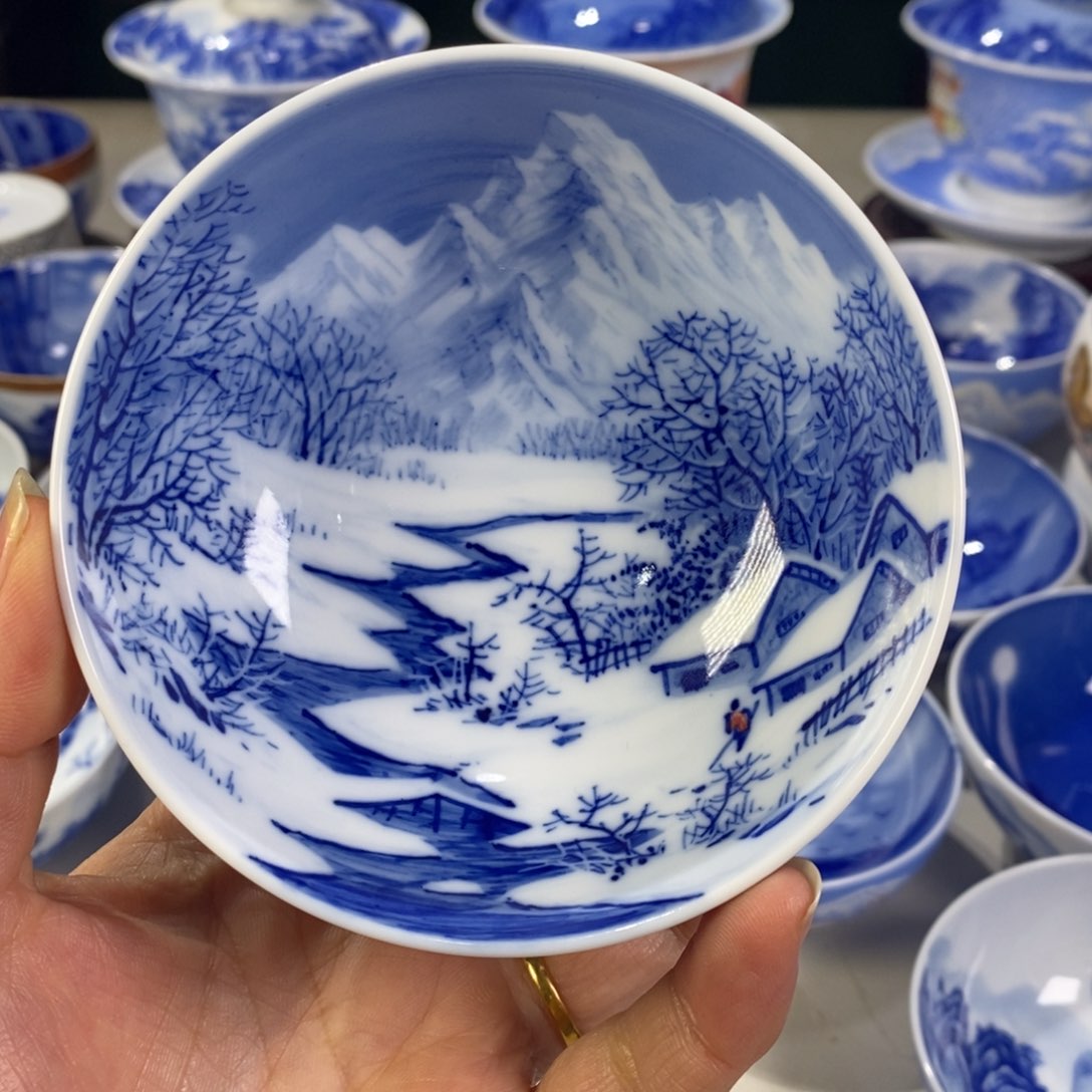 青花雪景主人杯杯