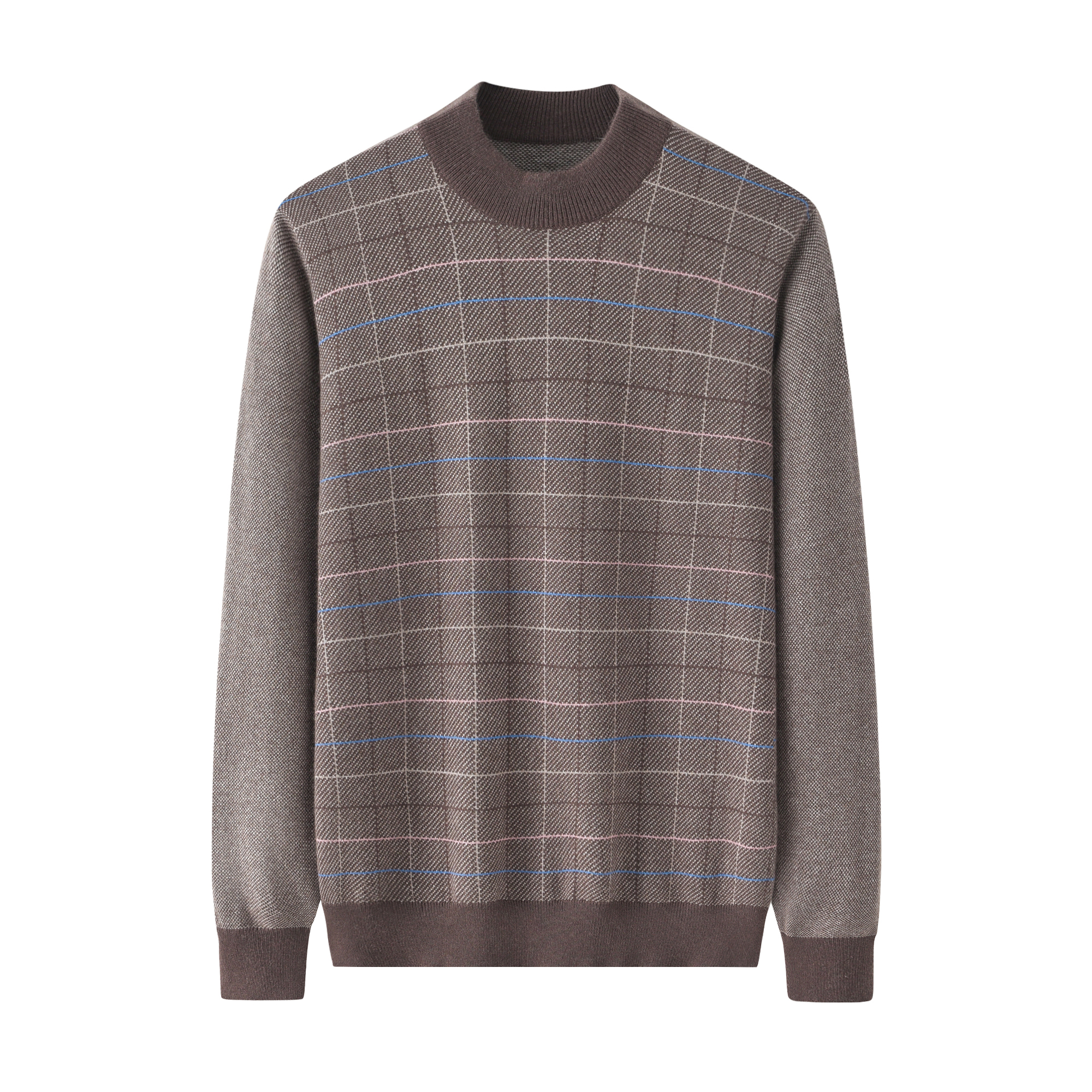 冬季休闲男士羊毛衫圆领保暖套头半高领