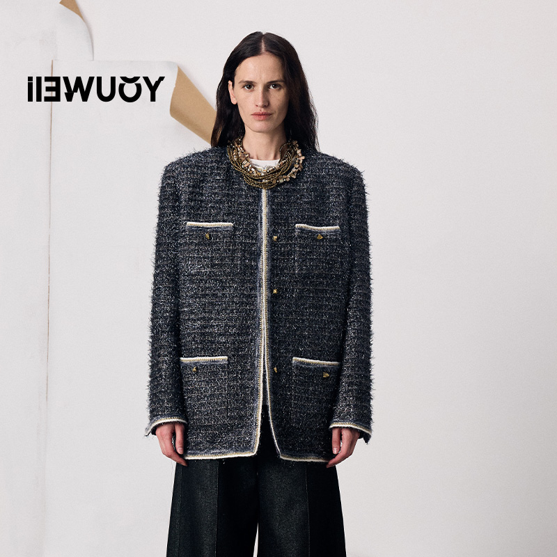 有尾YOUWEI2026春款新品闪葱交织粗花呢外套冬季秋冬Y2526101