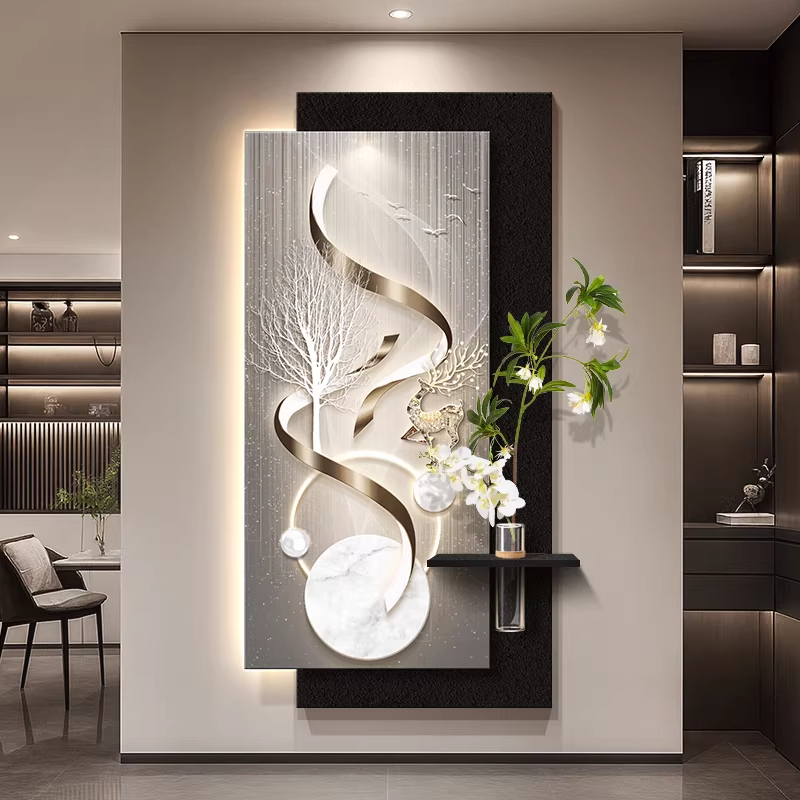 石来运转2025新款玄关水培装饰画入户正对门挂画走廊氛围感应灯画
