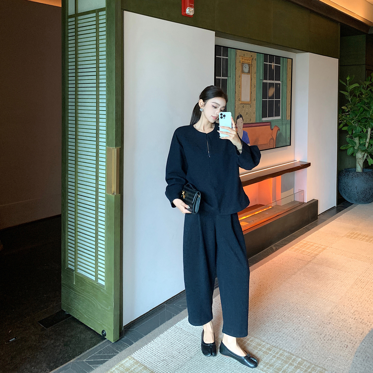 "智性懒人outfit"澳洲进口美利奴羊毛强缩绒 扛起球软糯-时尚套装