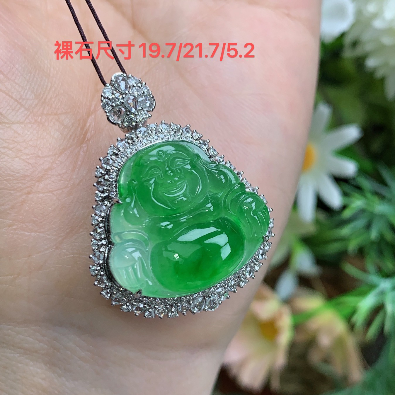 缅甸天然翡翠a货18k高冰起光阳绿佛公吊坠美尺寸33.5/26.3/12mm