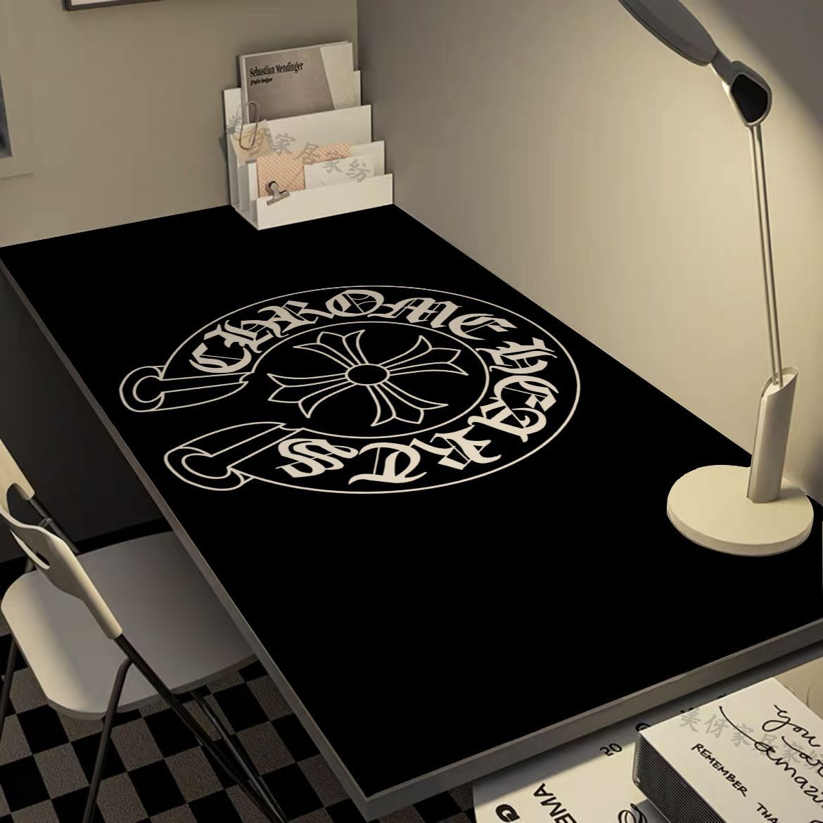 克罗心黑色学习桌餐桌皮革垫防水防油防烫免洗高级感学生护眼桌垫