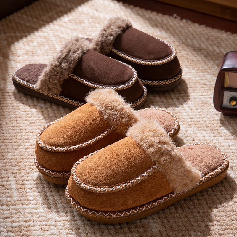 启布熊包头厚底棉拖防滑冬季保暖2025新款居家情侣鞋棉绒拖静音拖