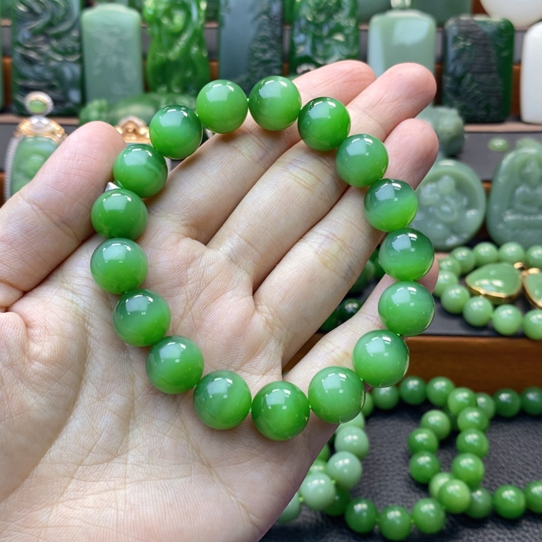 未镶嵌手串和田玉（碧玉）发***灋手串