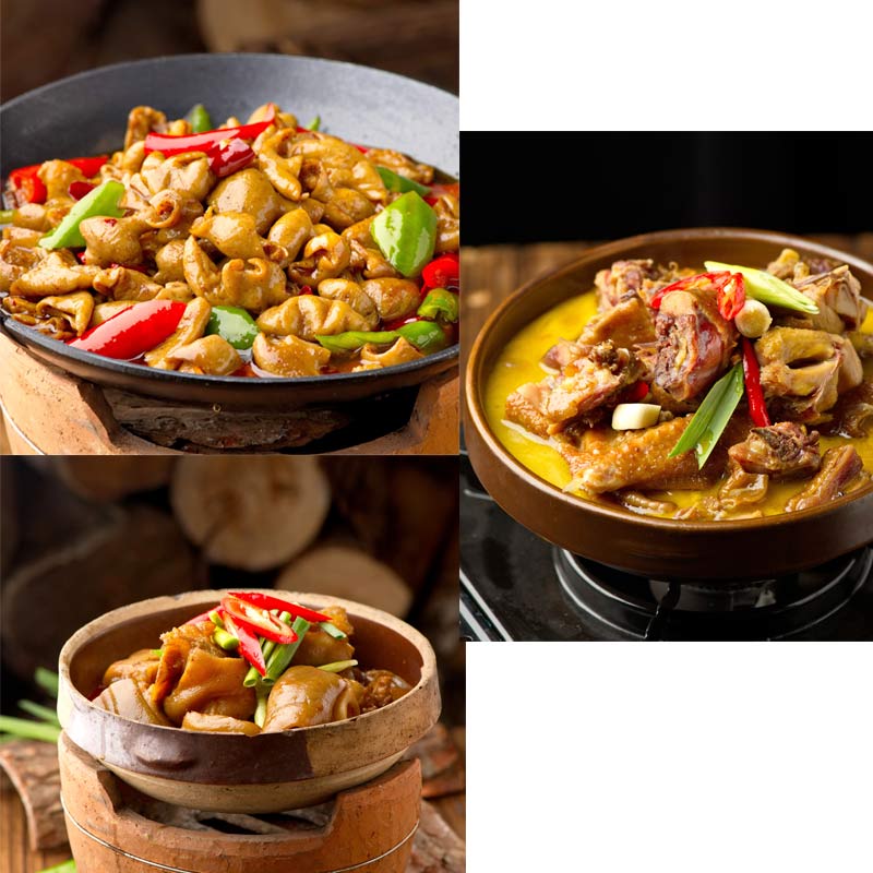 桔乡韵味石门腊土鸡+石门腊猪蹄+石门肥肠+干锅腊三样套餐