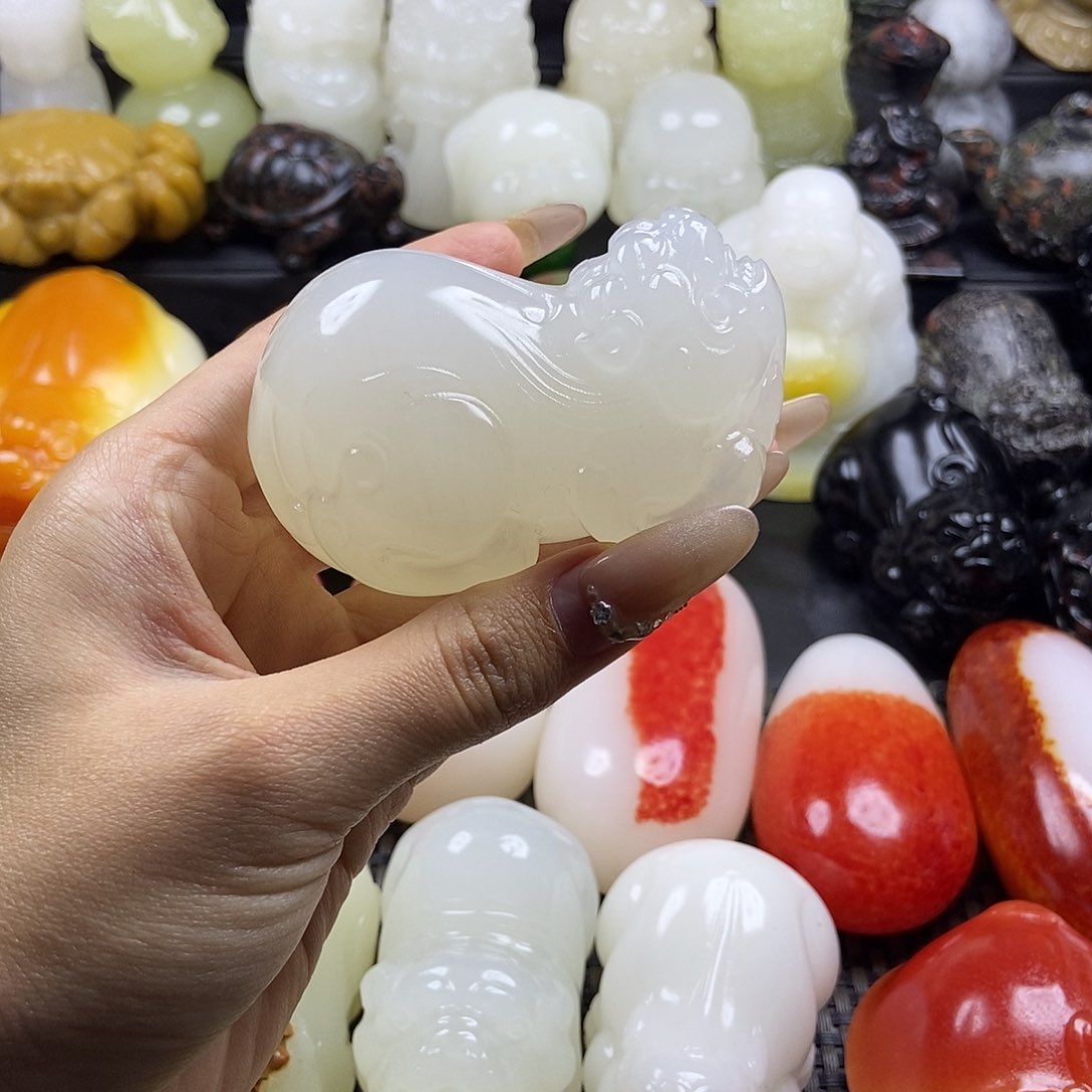 无花朵原石雕刻把件