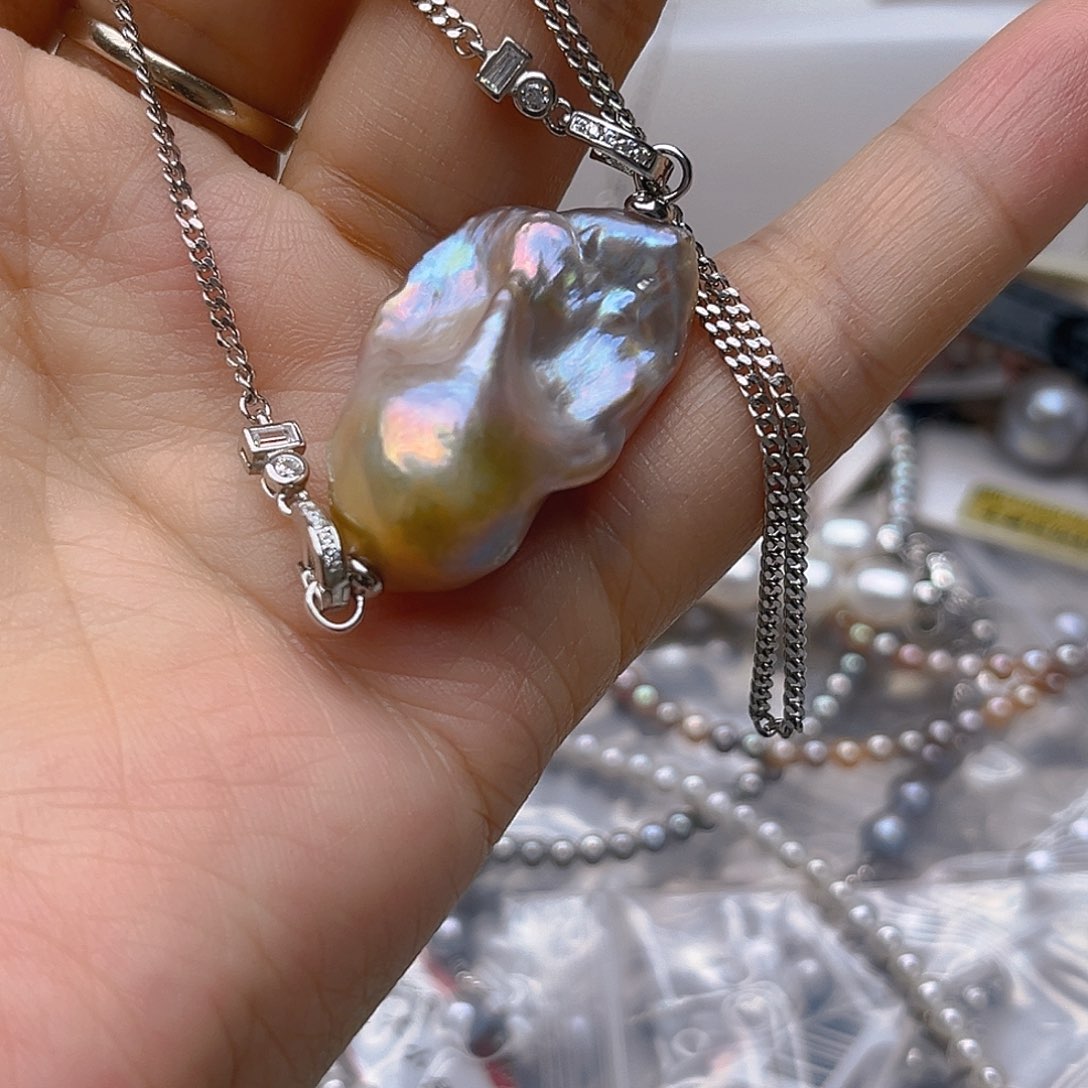 果***儿银S925镶嵌淡水珍珠吊坠