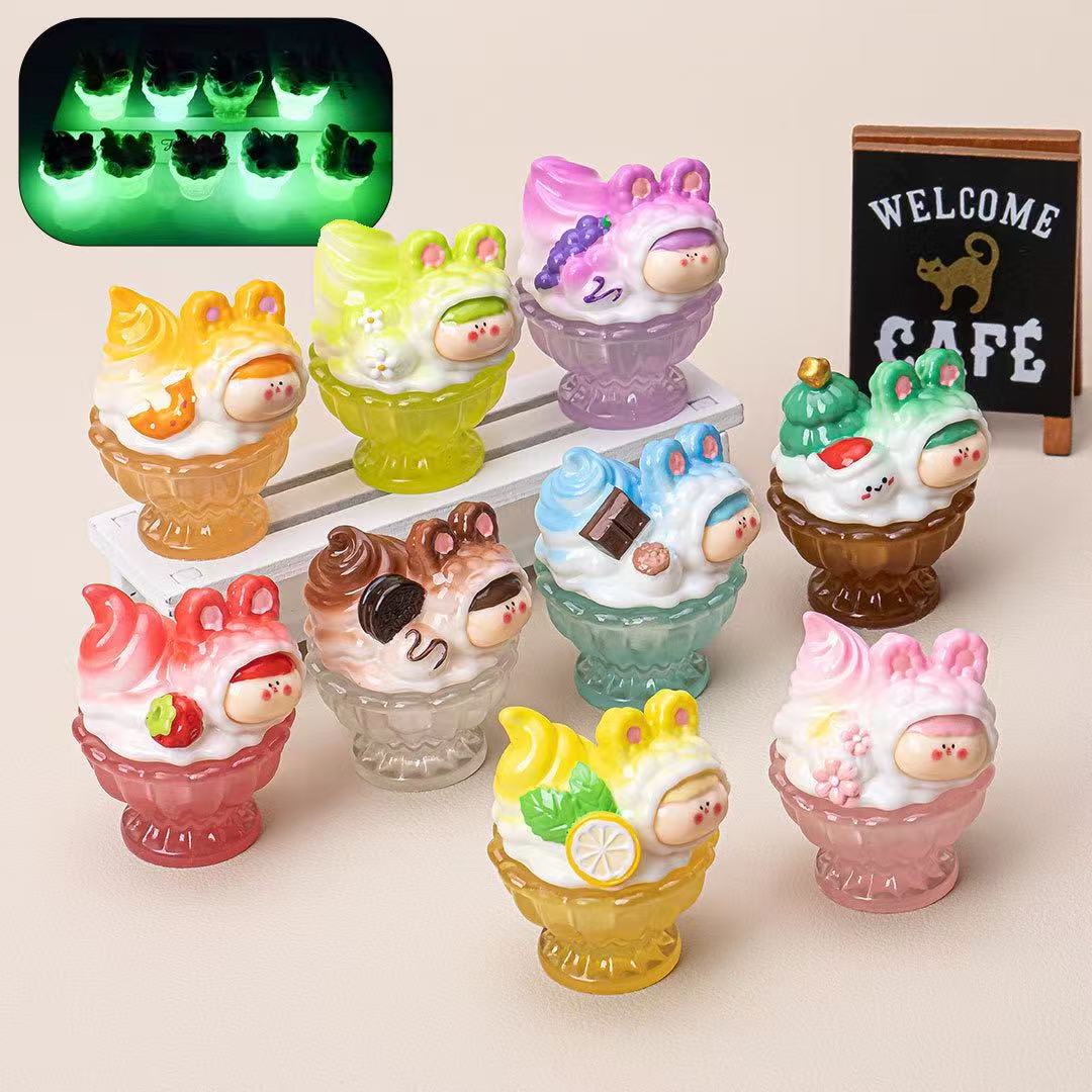 夜光冰沙杯李四diy视频数字卡通仿真食玩奶油胶小摆件