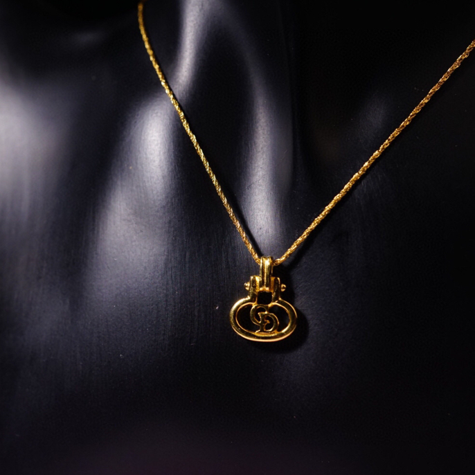 95新 DIOR/迪奥 迪奥金色葫芦镂空CD镶钻项链