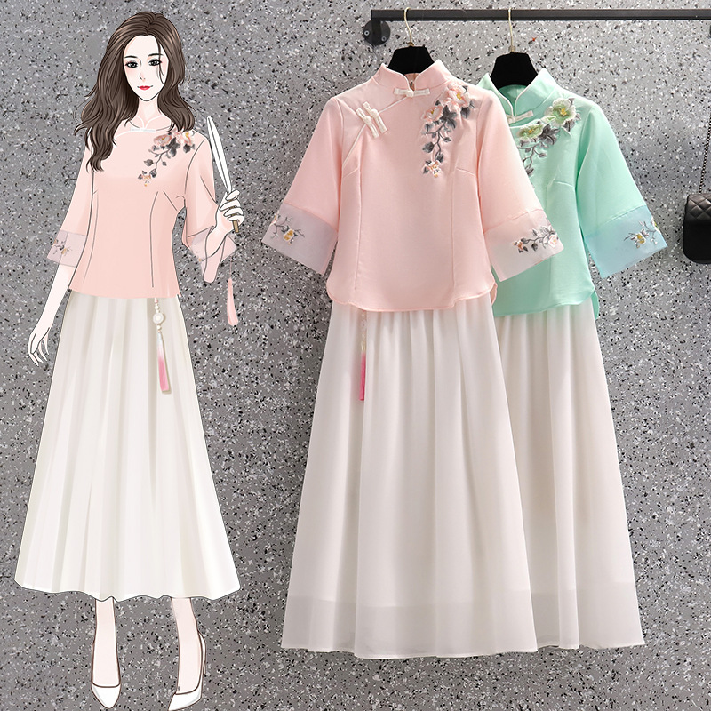 DouPB轻奢复古中国风牡丹刺绣旗袍显瘦绣花小个子唐装改良版汉服