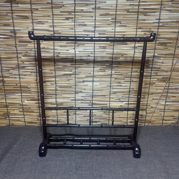 印度小叶紫檀檀香紫檀竹节款木雕摆件檀木精工细作毛笔架置物架