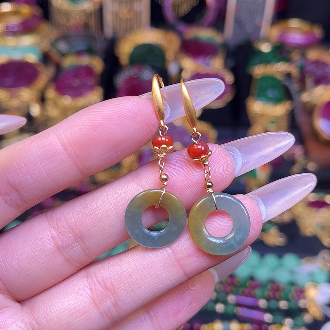 翡翠银S925镶嵌耳饰