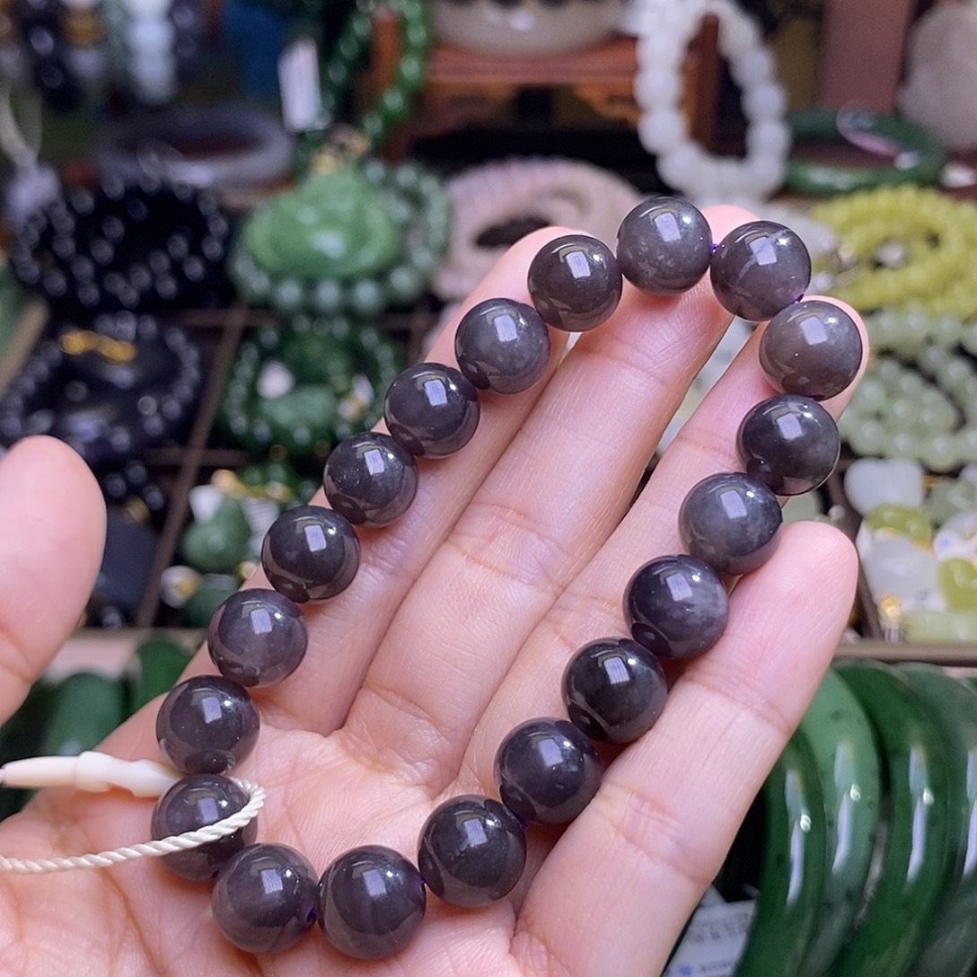 和田玉未镶嵌颈饰双节活动价 烟紫约10MM