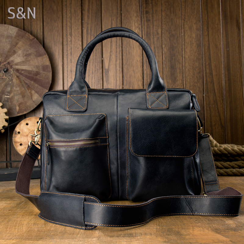 原创手工真皮手提包男休闲旅行牛皮单肩包斜挎包大容量日韩版男包