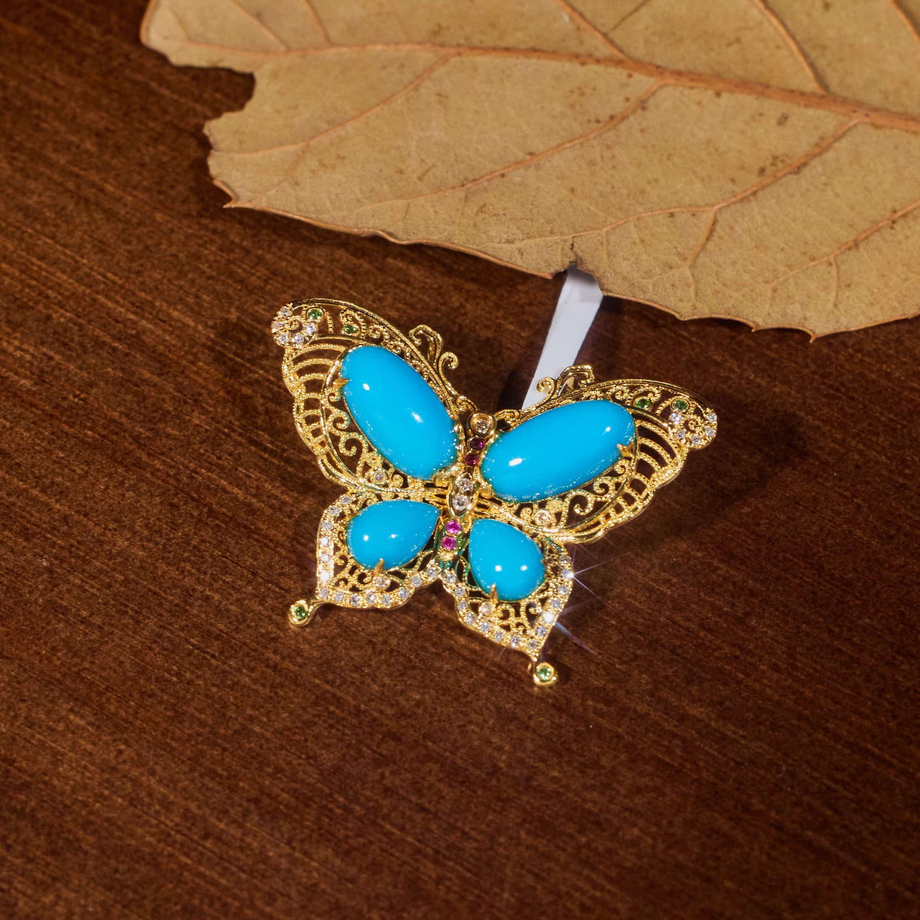 【歪歪】蝴蝶*松石吊坠*18K镶嵌（多样性发）W7796