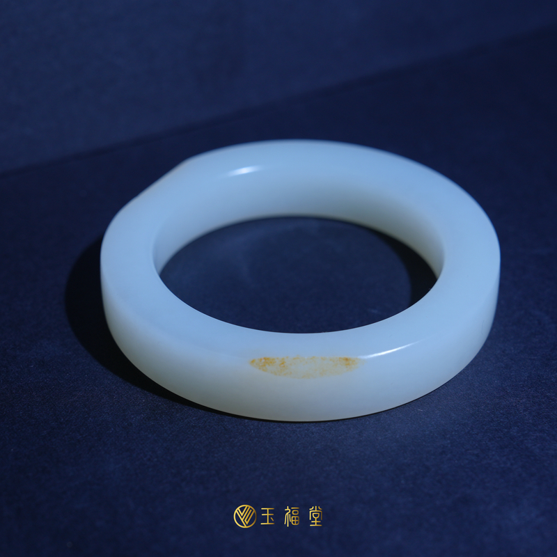 玉福堂 | 天然新疆和田籽 | 直切籽镯 | 洒金皮方镯玉镯56-57mm
