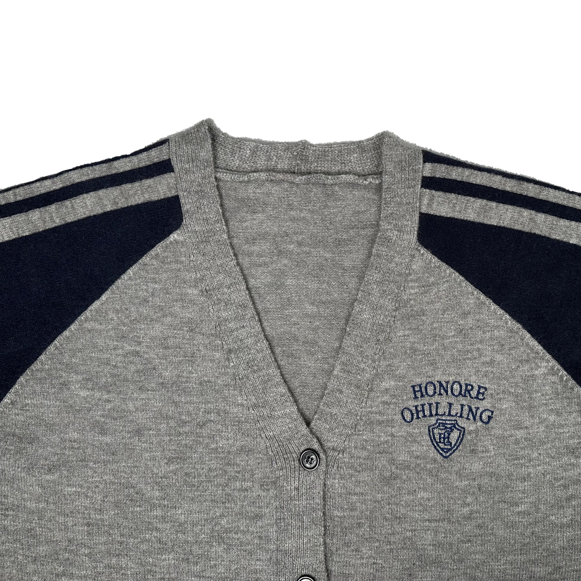 少女学院风拼接撞色v领针织毛衣开衫女外套2025新款秋季春秋时尚