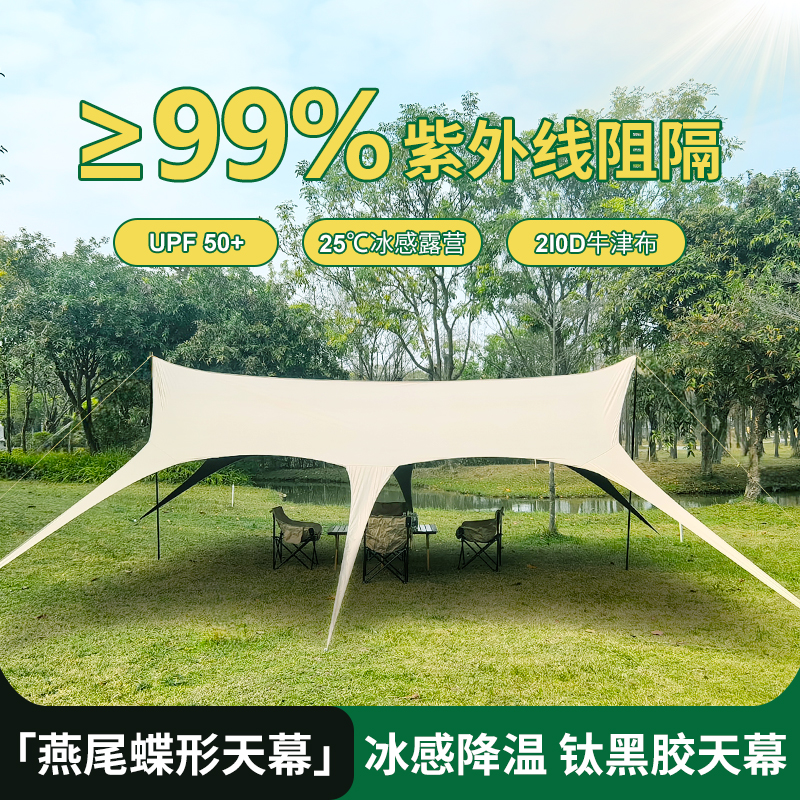 天幕黑胶八爪鱼大号黑胶天幕遮阳防晒速开户外露营装备遮阳