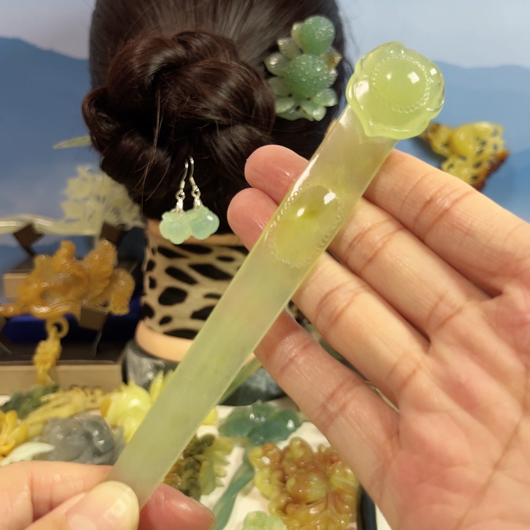 蛇纹石玉合金发饰