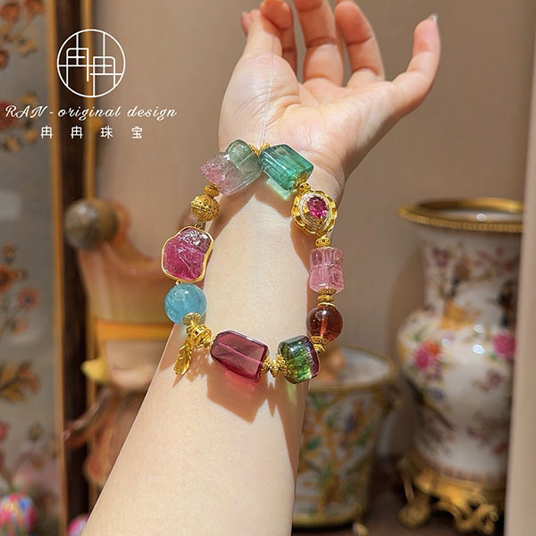 【潇冉冉珠宝】18K金多彩碧玺多宝手链