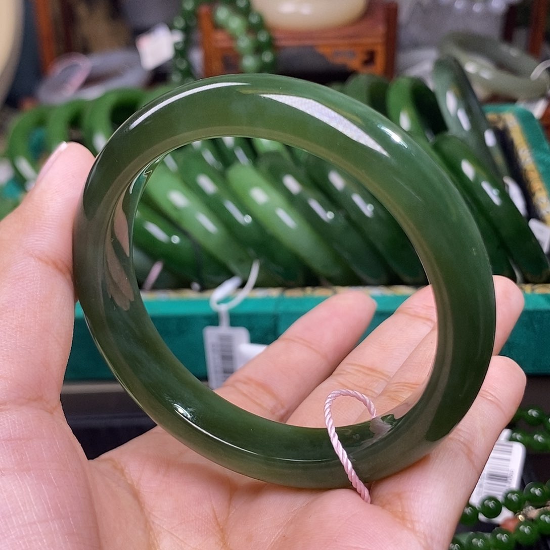 和田玉碧玉老料猫眼收藏手镯56.5圈未镶嵌