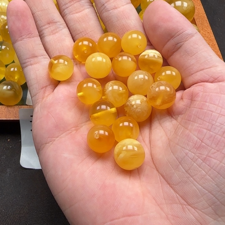 蜜蜡未镶嵌珠宝奇石圆珠卡12多样性发一