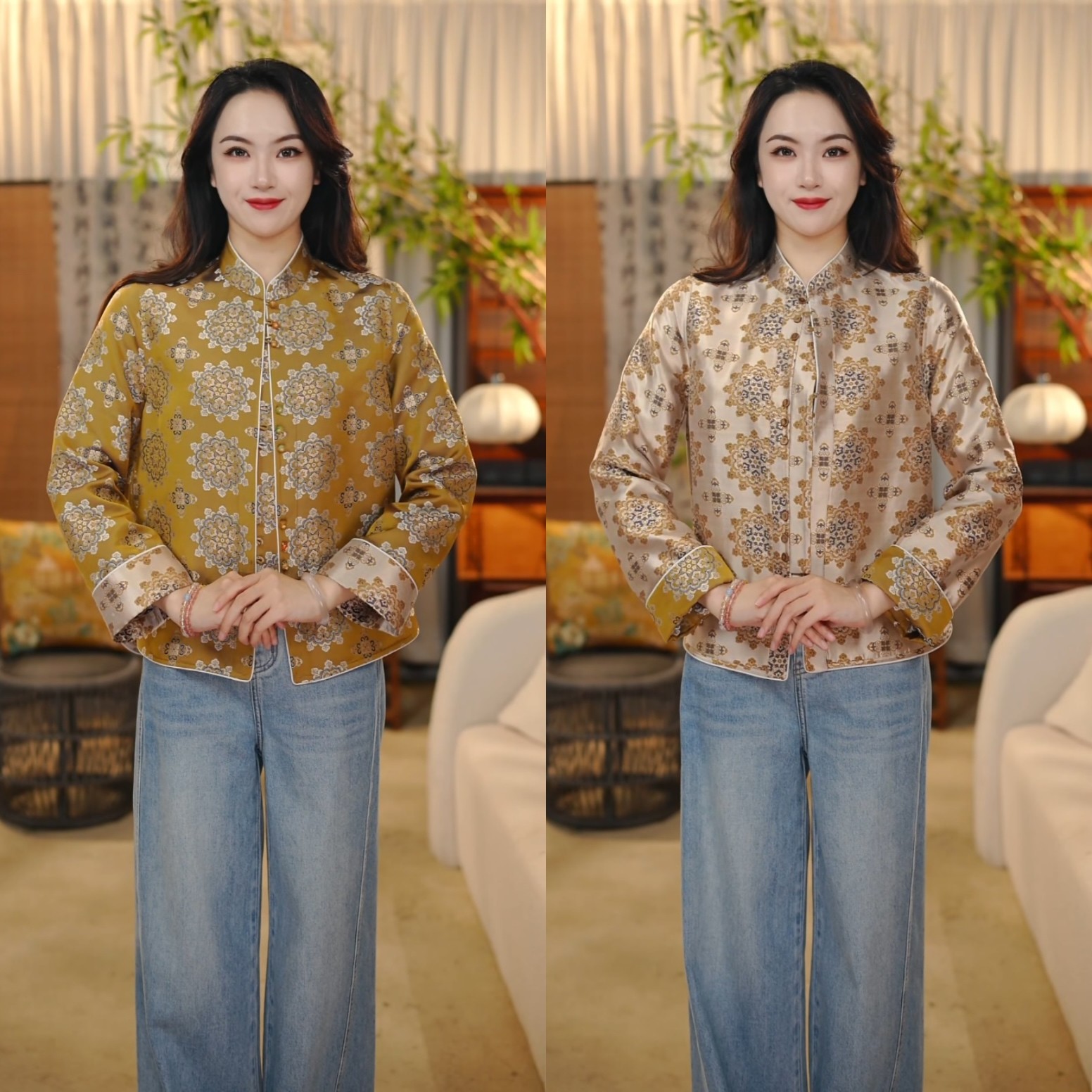 【海棠】新中式桑蚕丝中国风复古时尚气质百搭双面穿外套女25236